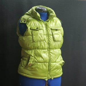 Faded Glory Cyberneon Green Puffer Vest w/ Detachable Hood